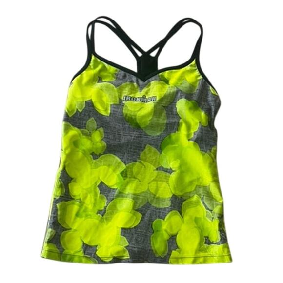 Zoot Ironman top with built in bra yellow and gray triathlon training top - Picture 1 of 5